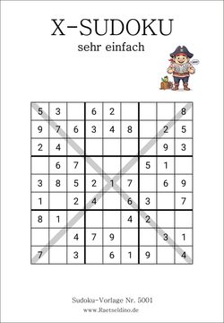 X Sudoku sehr einfach zum Ausdrucken