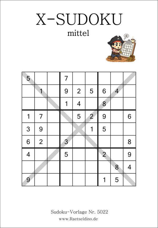 X Sudoku Stufe mittel ausdrucken