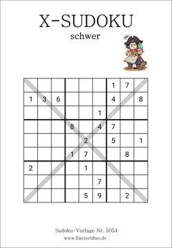 X Sudoku Stufe schwer gratis Drucken