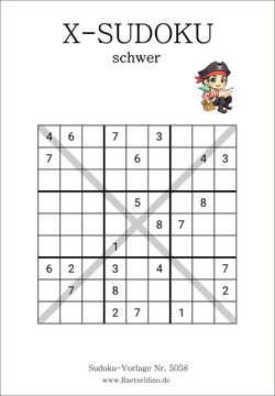 X Sudoku Stufe schwer kostenlos