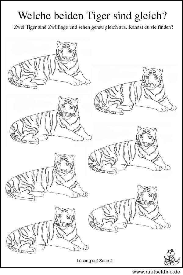 Tierrätsel für Kinder mit einem Tiger