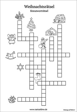 Kreuzworträtsel Weihnachten mit Lösung