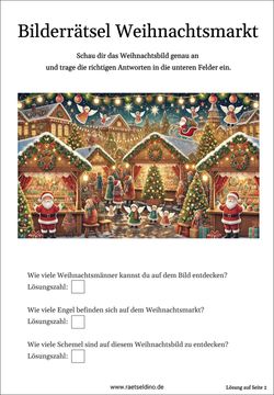 Rätsel Weihnachtsmarkt mit Lösung zum Ausdrucken