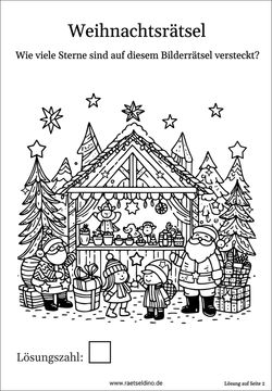 Rätsel zu Weihnachten. Finde die Sterne!