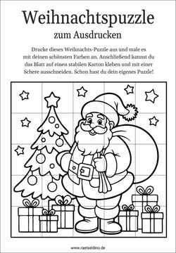 Weihnachtspuzzle für Kinder zum drucken