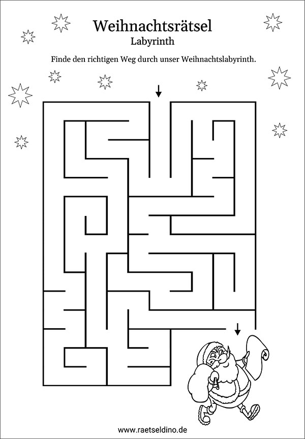 Weihnachtsrätsel mit dem Weihnachtsmann - Labyrinth Rätsel