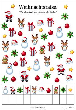 Weihnachtsrätsel mit Weihnachtsbildern für Kinder in Farbe