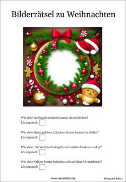Weihnachtsrätsel kostenlos in Farbe