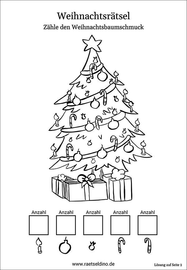 Weihnachtsrätsel für Kinder - Weihnachtsbaum