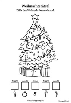 Weihnachtsrätsel Kinder - Weihnachtsbaumschmuck