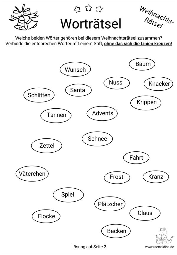 Welche Wörter gehören zusammen Weihnachtsrätsel