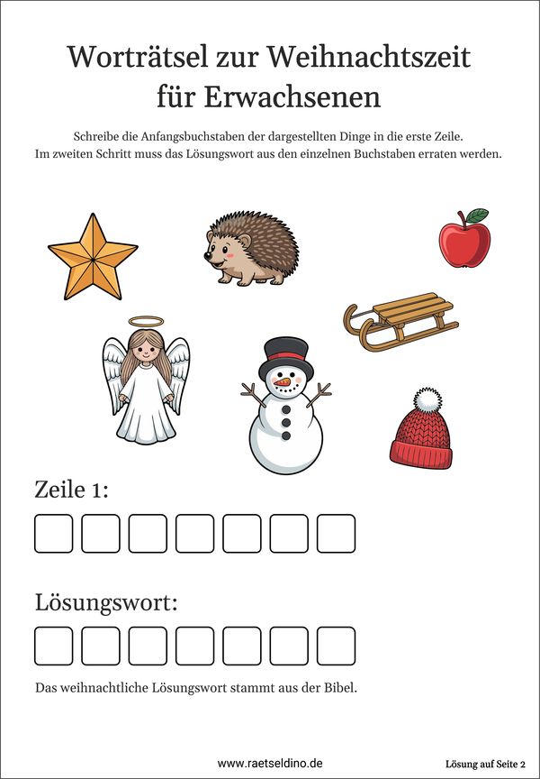 Worträtsel zur Weihnachtszeit für Erwachsene